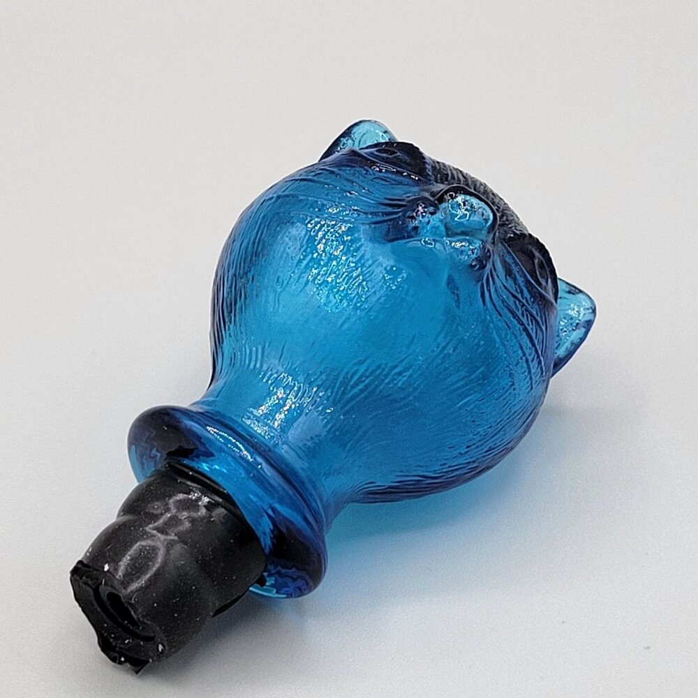 Vintage Italian Empoli Blue Glass Cat Decanter Bottle Figural 9 Inch Tall 1960s - Picture 11 of 13